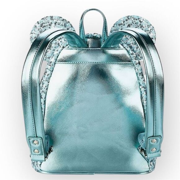 Loungefly Disney Parks Arendelle Aqua Frozen Minnie Ears Backpack Rare Retired - Picture 2 of 16